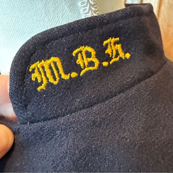 Vintage MCM Wool Nurse's Cape Wool Navy Red Lining One Size Prop Read - Picture 5 of 16